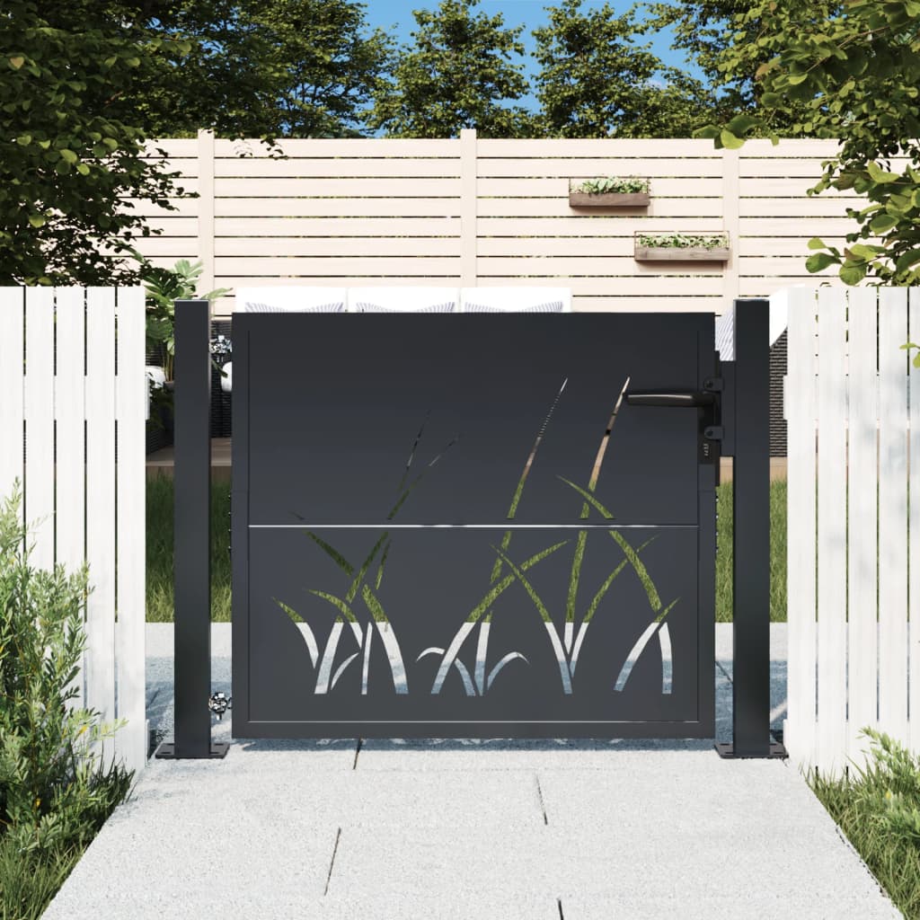 Puutarhan Portti Antrasiitti 100X75 Cm Teräs Ruohokuvio