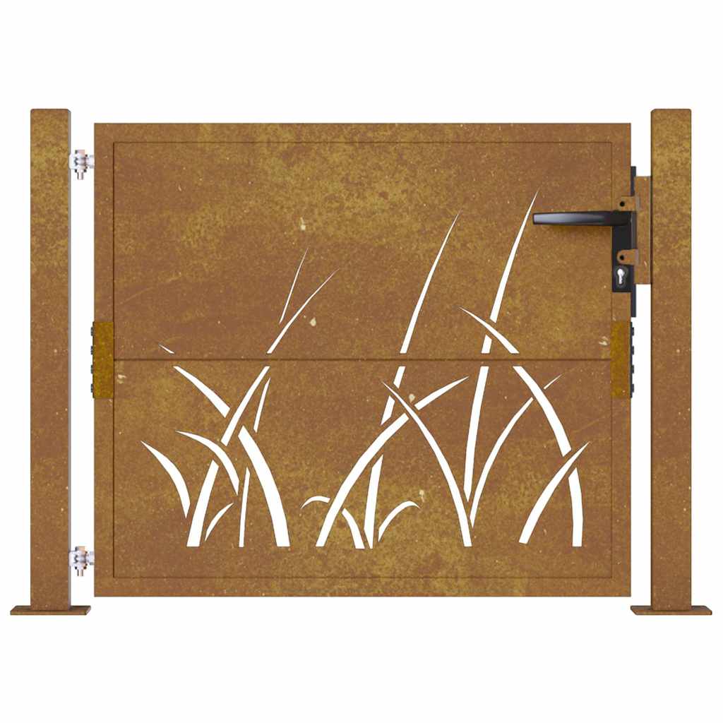 Puutarhaportti 100X75 Cm Corten-Teräs Ruohokuvio