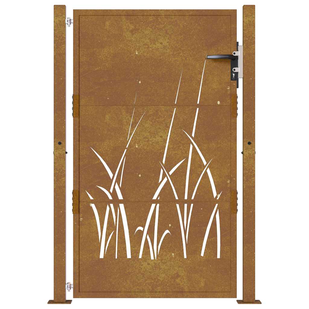 Puutarhaportti 100X125 Cm Corten-Teräs Ruohokuvio
