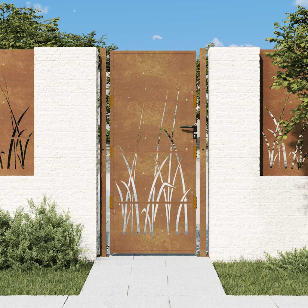 Puutarhan Portti 100X175 Cm Corten-Teräs Ruohokuvio