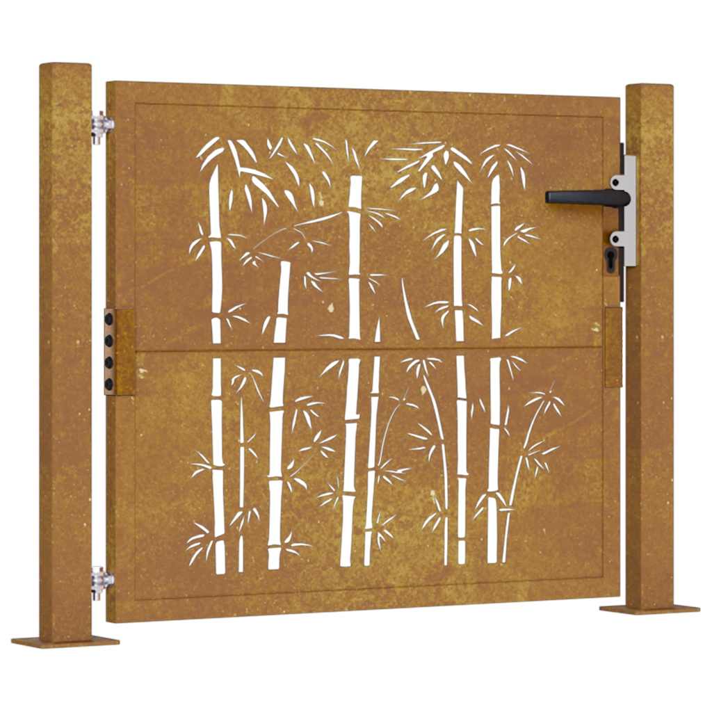 Puutarhaportti 100X75 Cm Corten-Teräs Bambukuvio