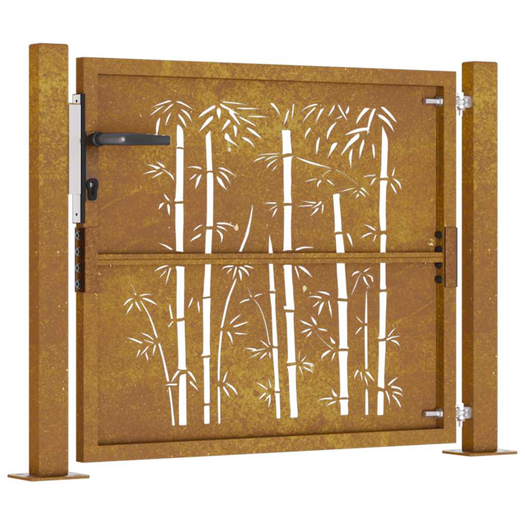 Puutarhaportti 100X100 Cm Corten-Teräs Bambukuvio