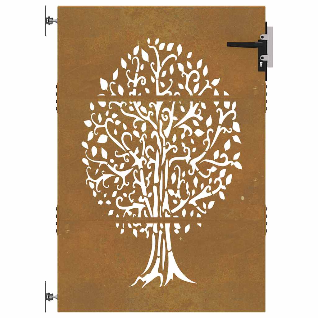Puutarhaportti 85X125 Cm Corten-Teräs, Puukuvio