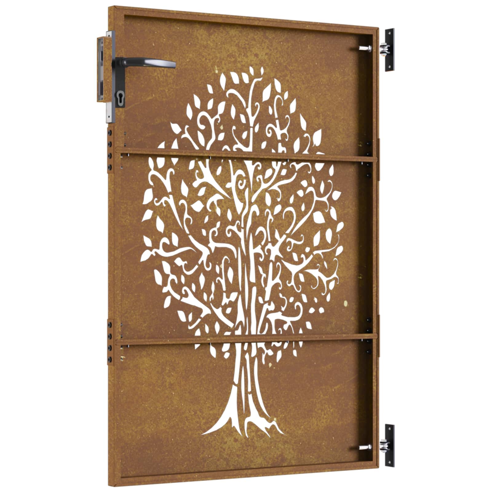 Puutarhaportti 85X150 Cm Corten-Teräs, Puukuvio