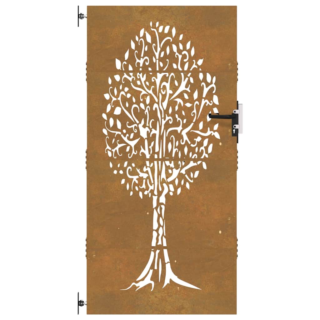 Puutarhaportti 85X175 Cm Corten-Teräs, Puukuvio