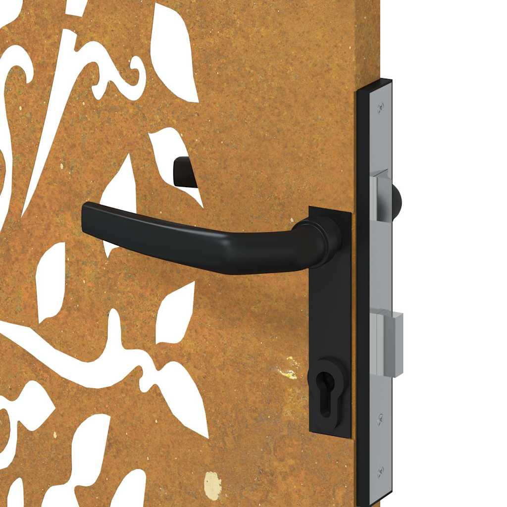 Puutarhaportti 85X175 Cm Corten-Teräs, Puukuvio