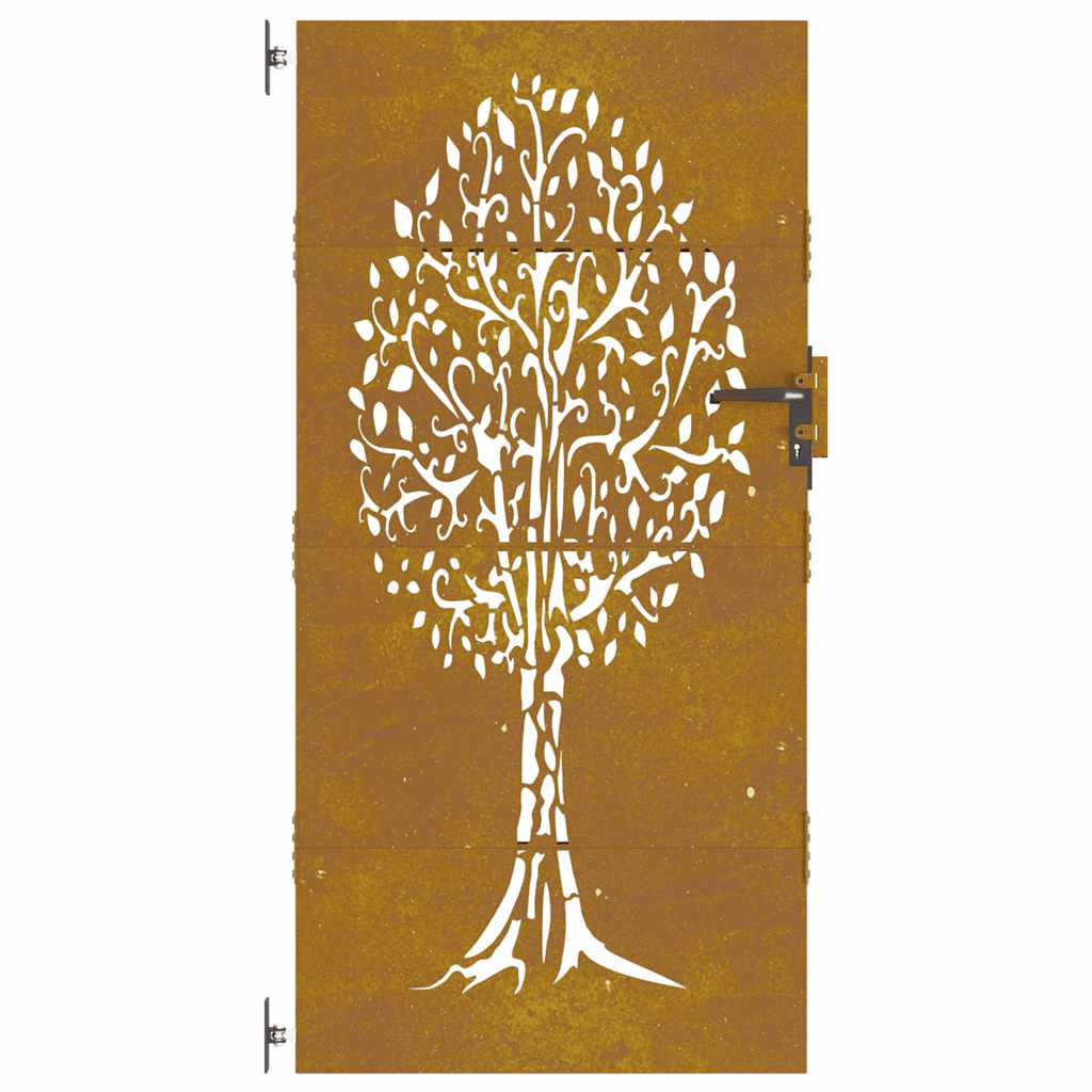 Puutarhaportti 85X200 Cm Corten-Teräs, Puukuvio
