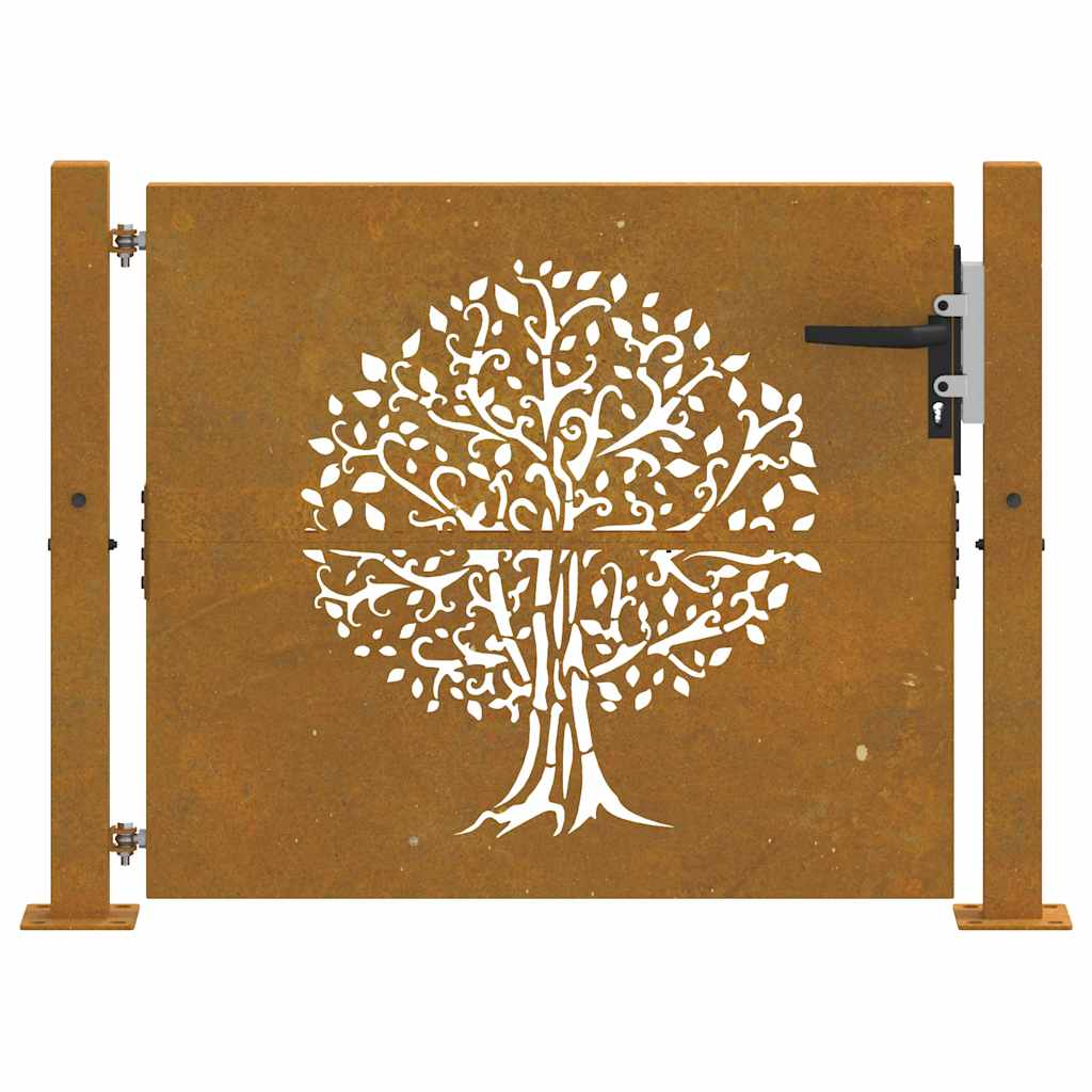 Puutarhaportti 100X100 Cm Corten-Teräs, Puukuvio