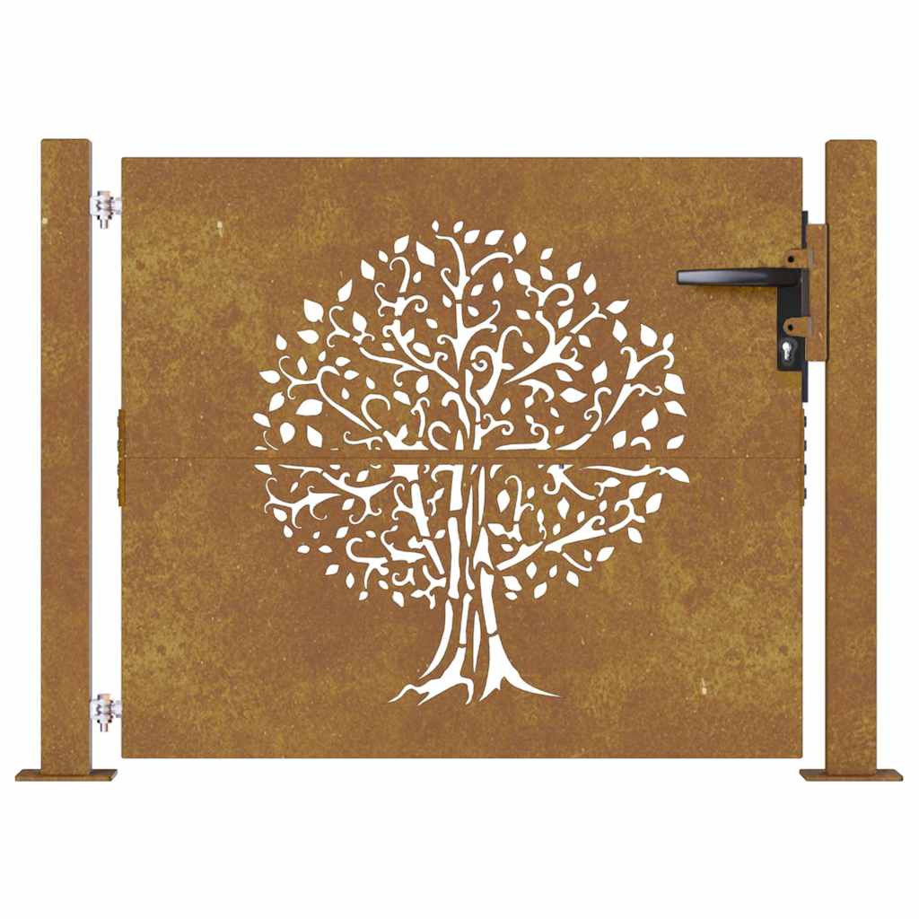 Puutarhaportti 100X100 Cm Corten-Teräs, Puukuvio