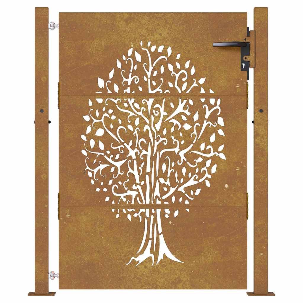 Puutarhaportti 100X150 Cm Corten-Teräs, Puukuvio