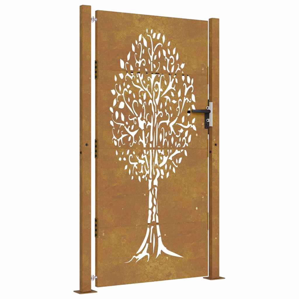 Puutarhaportti 100X175 Cm Corten-Teräs, Puukuvio