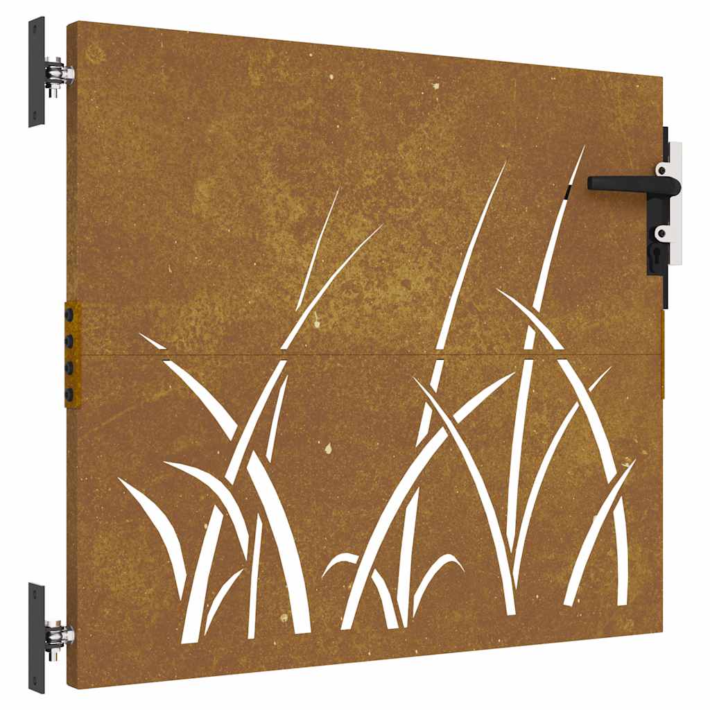 Puutarhaportti 85X75 Cm Corten-Teräs Ruohokuvio