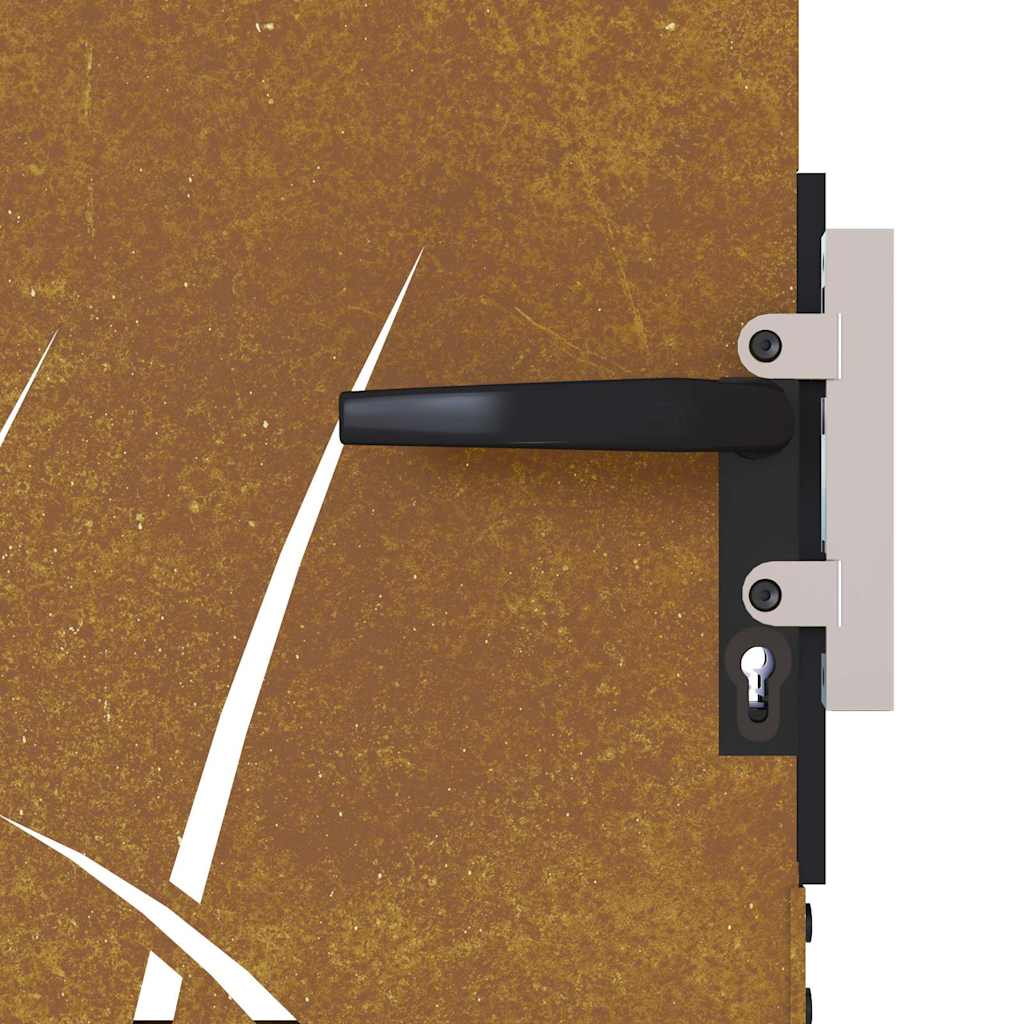 Puutarhaportti 85X75 Cm Corten-Teräs Ruohokuvio