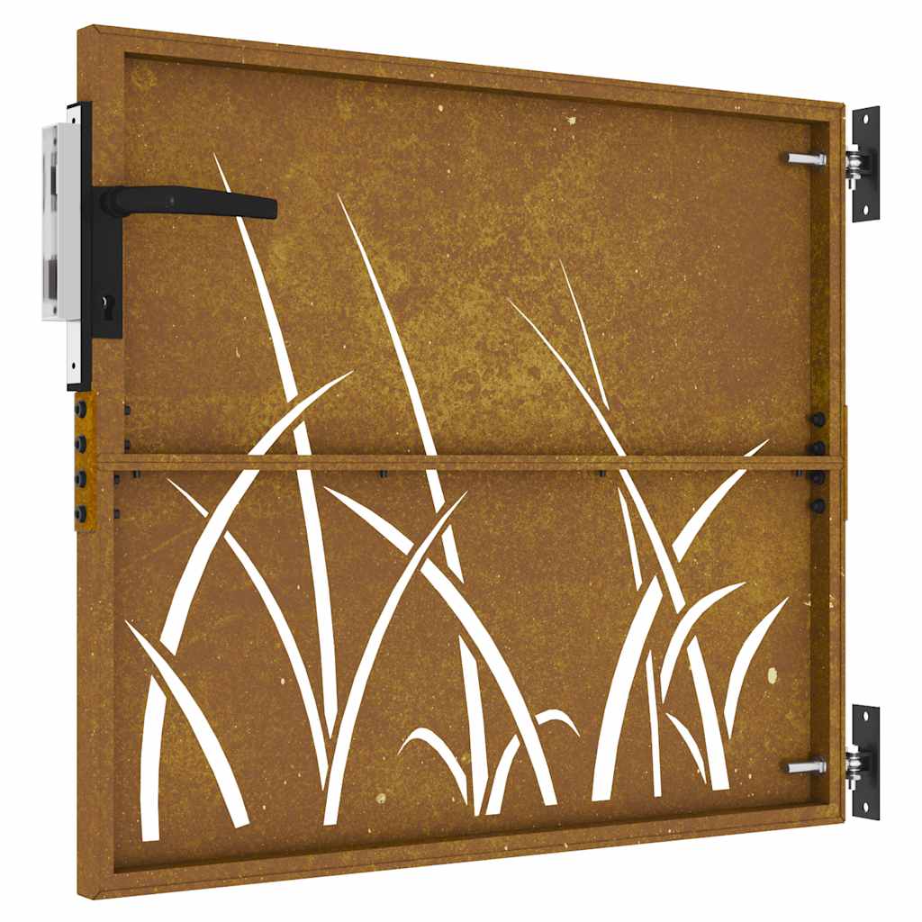 Puutarhaportti 85X100 Cm Corten-Teräs Ruohokuvio
