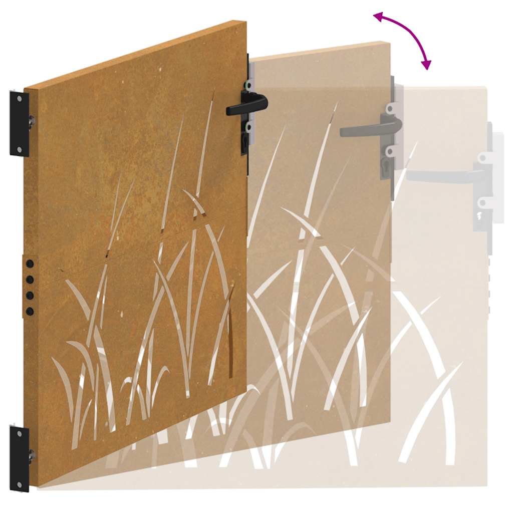 Puutarhaportti 85X100 Cm Corten-Teräs Ruohokuvio