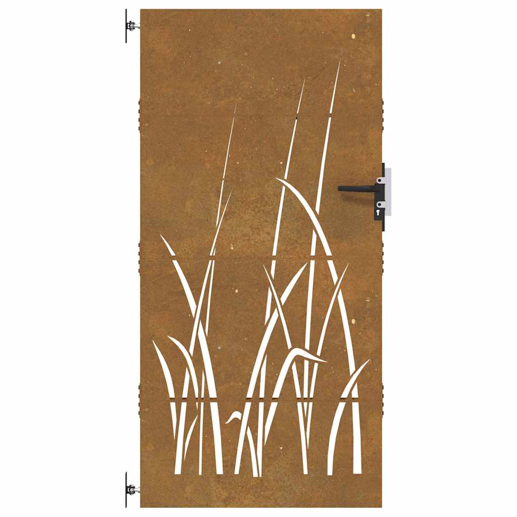 Puutarhaportti 85X175 Cm Corten-Teräs Ruohokuvio