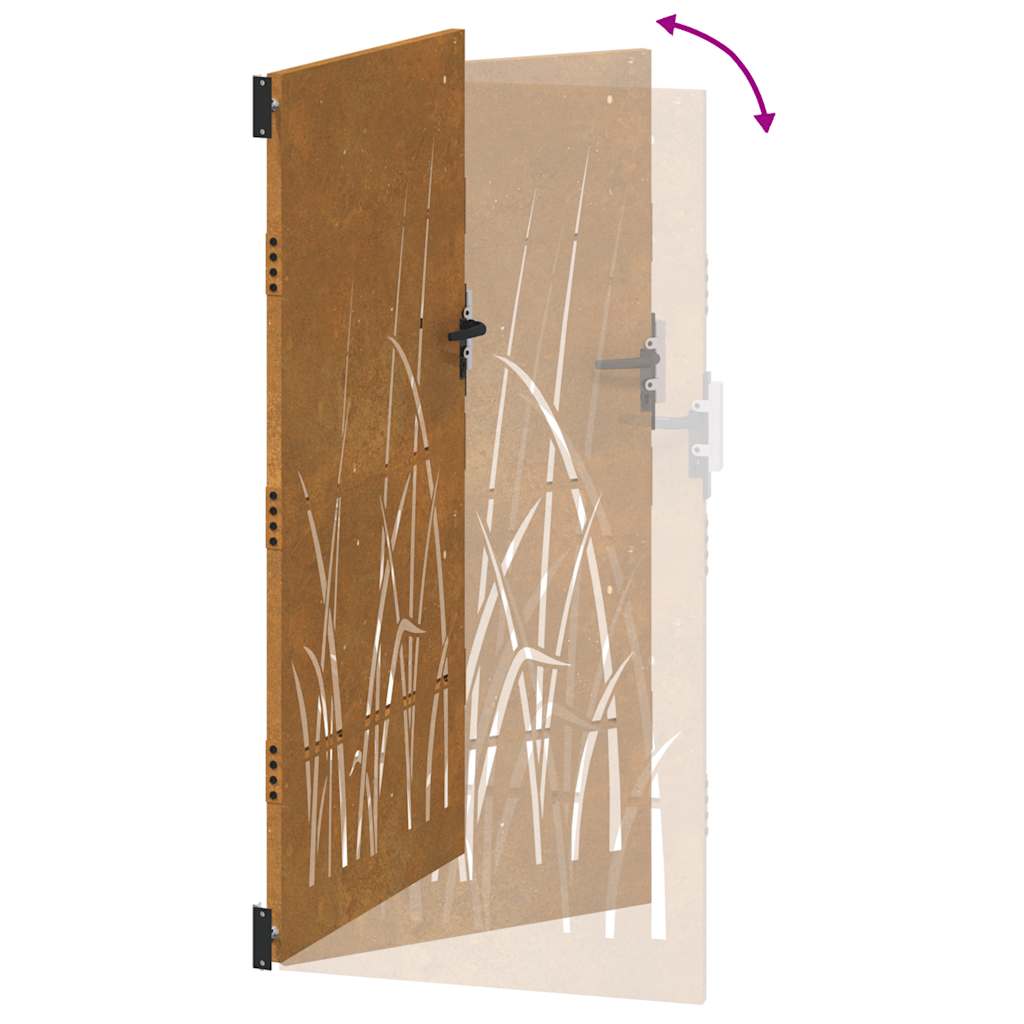 Puutarhaportti 85X175 Cm Corten-Teräs Ruohokuvio
