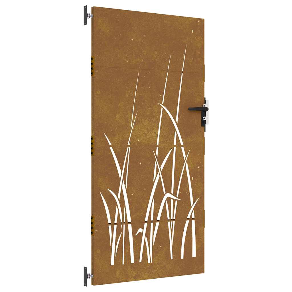 Puutarhaportti 85X200 Cm Corten-Teräs Ruohokuvio