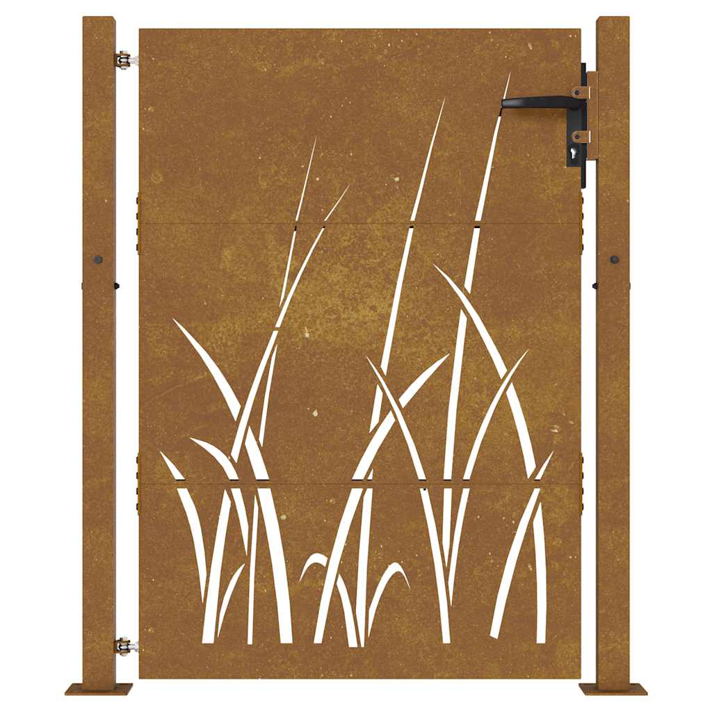 Puutarhaportti 100X125 Cm Corten-Teräs Ruohokuvio