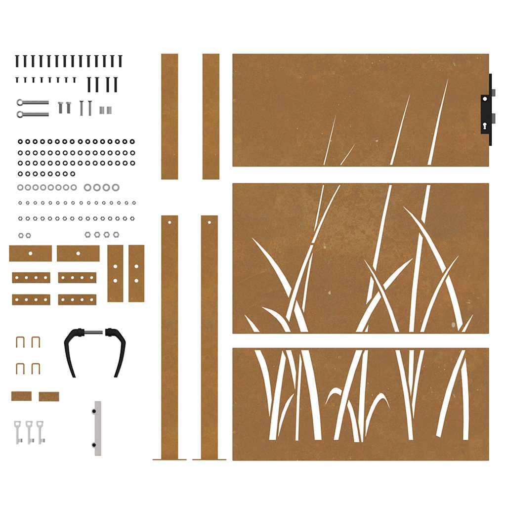 Puutarhaportti 100X125 Cm Corten-Teräs Ruohokuvio