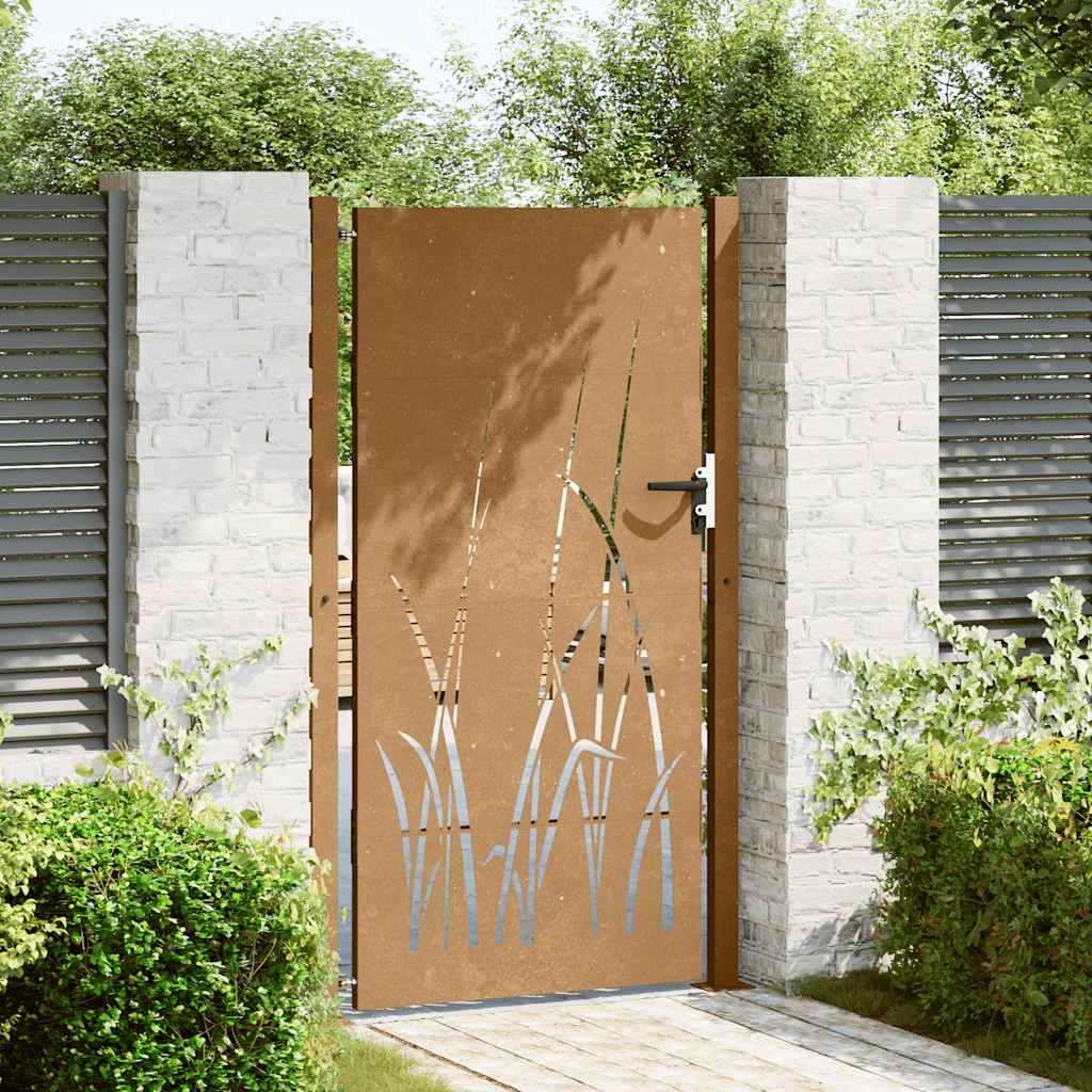 Puutarhan Portti 100X175 Cm Corten-Teräs Ruohokuvio