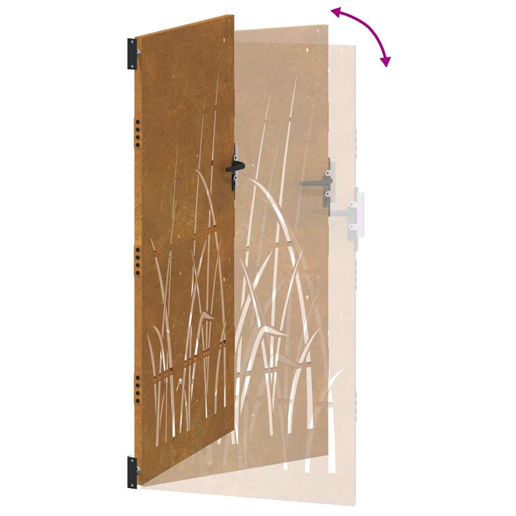 Puutarhan Portti 100X175 Cm Corten-Teräs Ruohokuvio