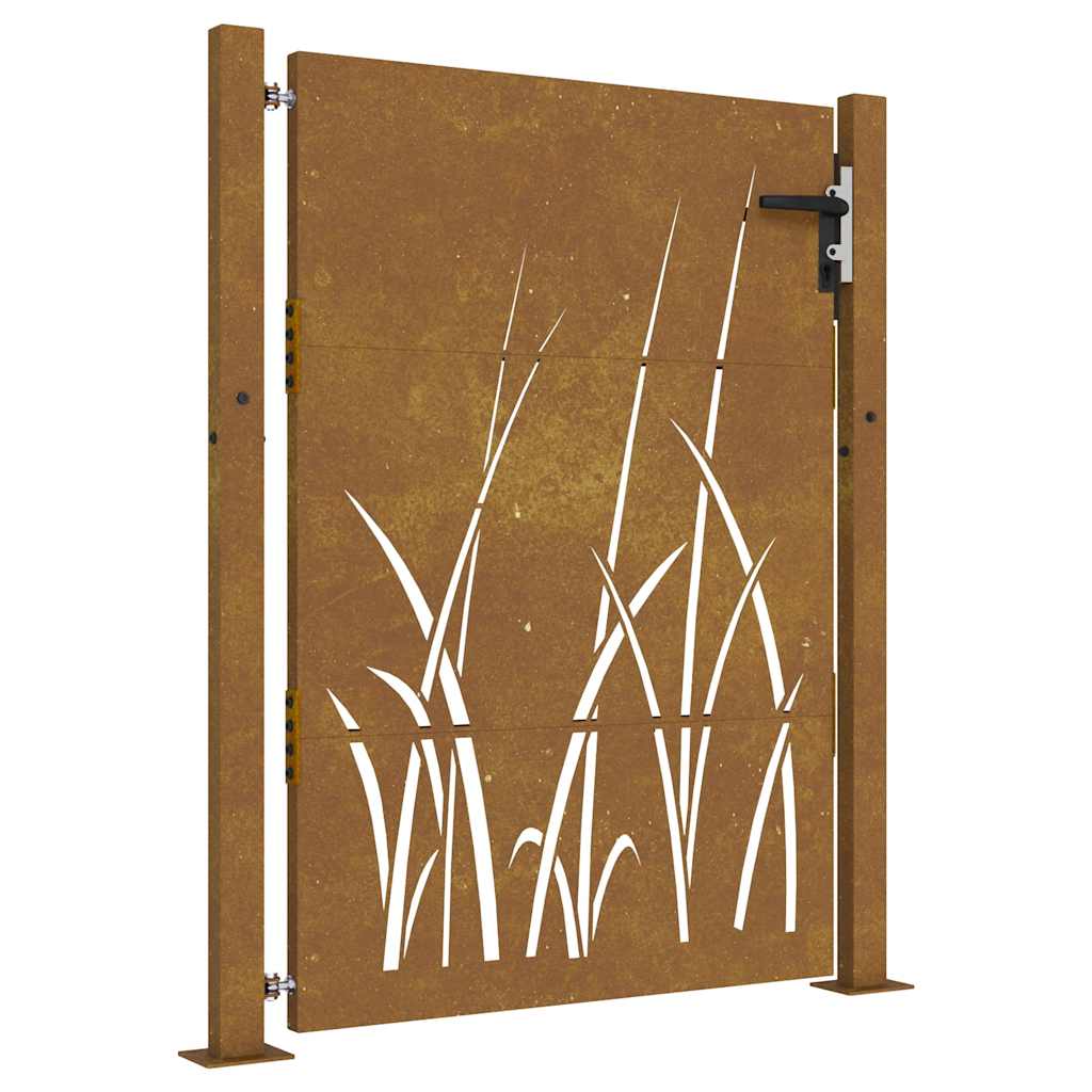 Puutarhaportti 100X200 Cm Corten-Teräs Ruohokuvio