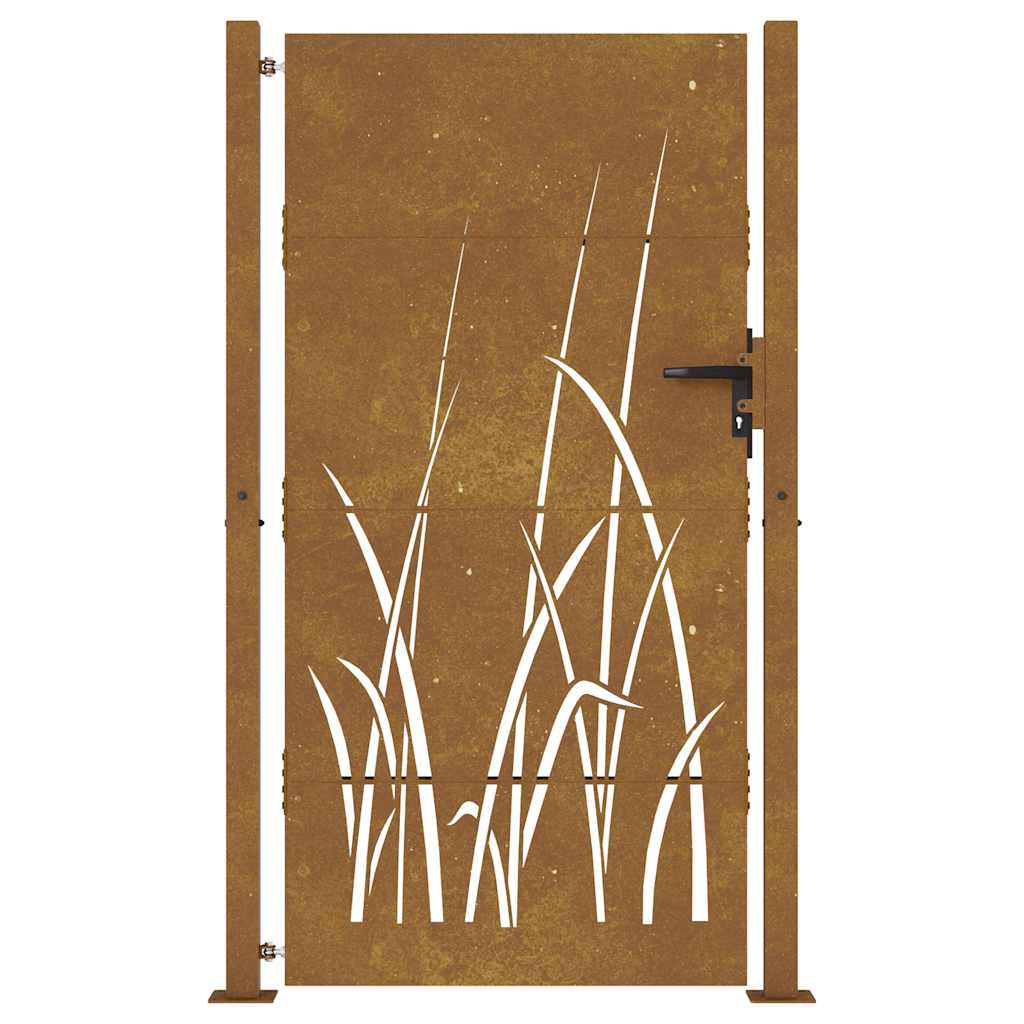 Puutarhaportti 100X200 Cm Corten-Teräs Ruohokuvio