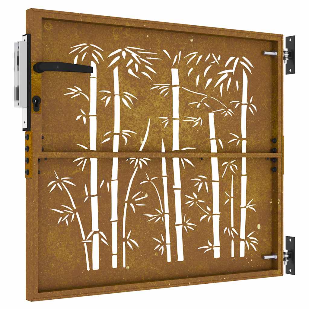 Puutarhaportti 85X100 Cm Corten-Teräs Bambukuvio