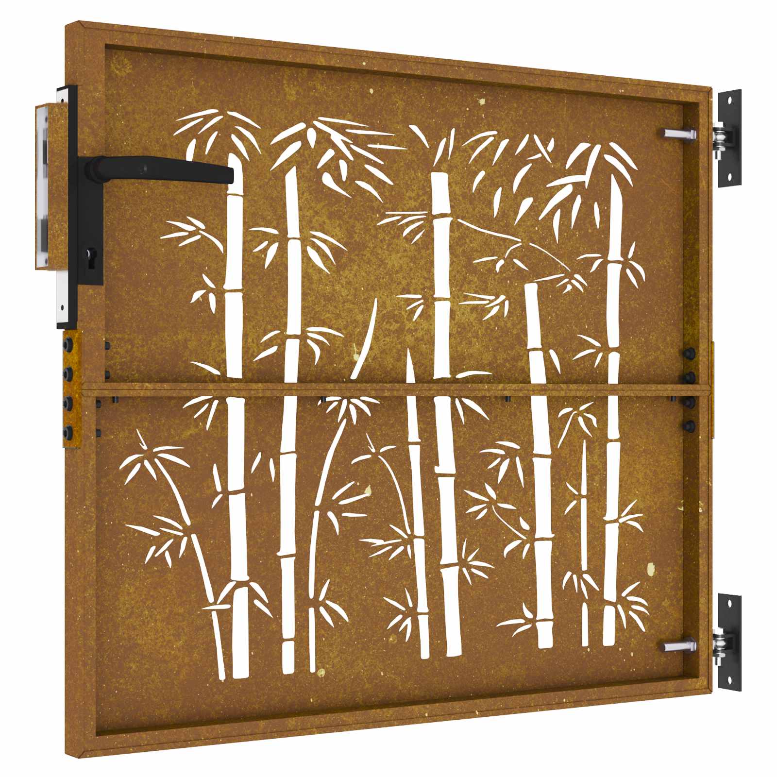 Puutarhaportti 85X100 Cm Corten-Teräs Bambukuvio