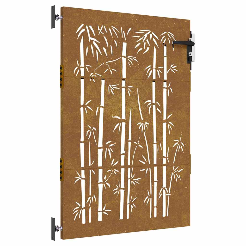 Puutarhaportti 85X125 Cm Corten-Teräs Bambukuvio