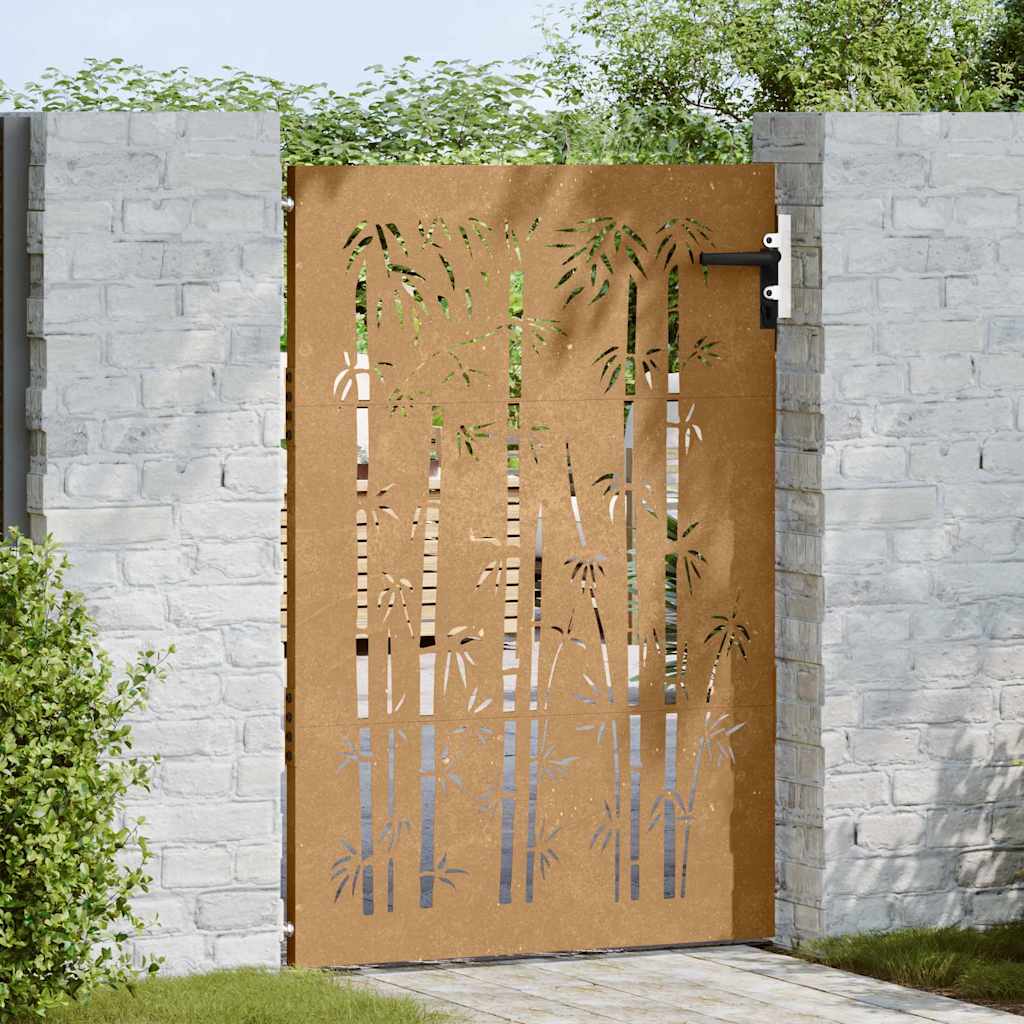 Puutarhaportti 85X150 Cm Corten-Teräs Bambukuvio
