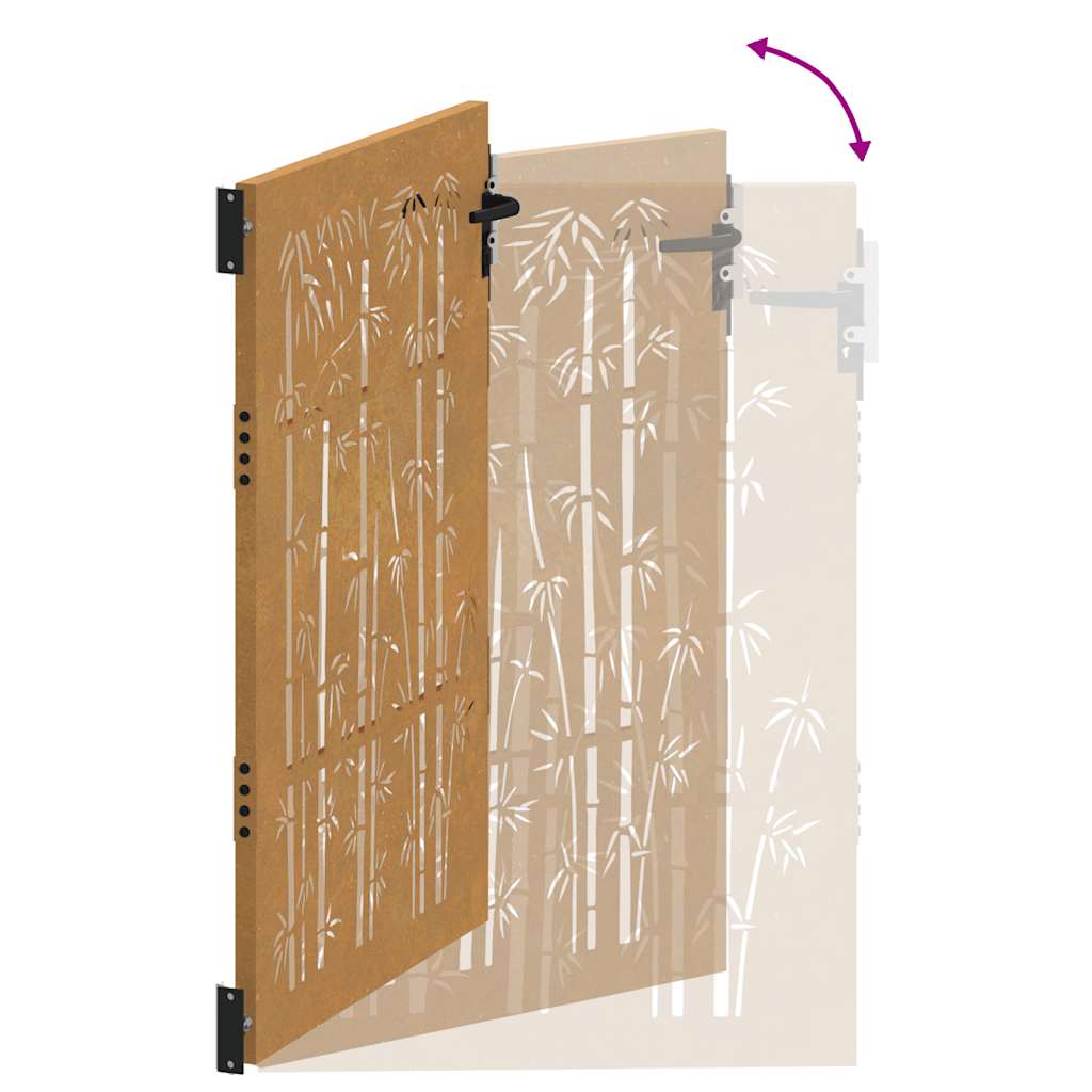 Puutarhaportti 85X150 Cm Corten-Teräs Bambukuvio