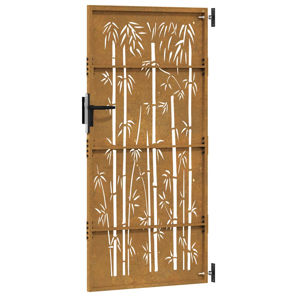 Puutarhaportti 85X200 Cm Corten-Teräs Bambukuvio