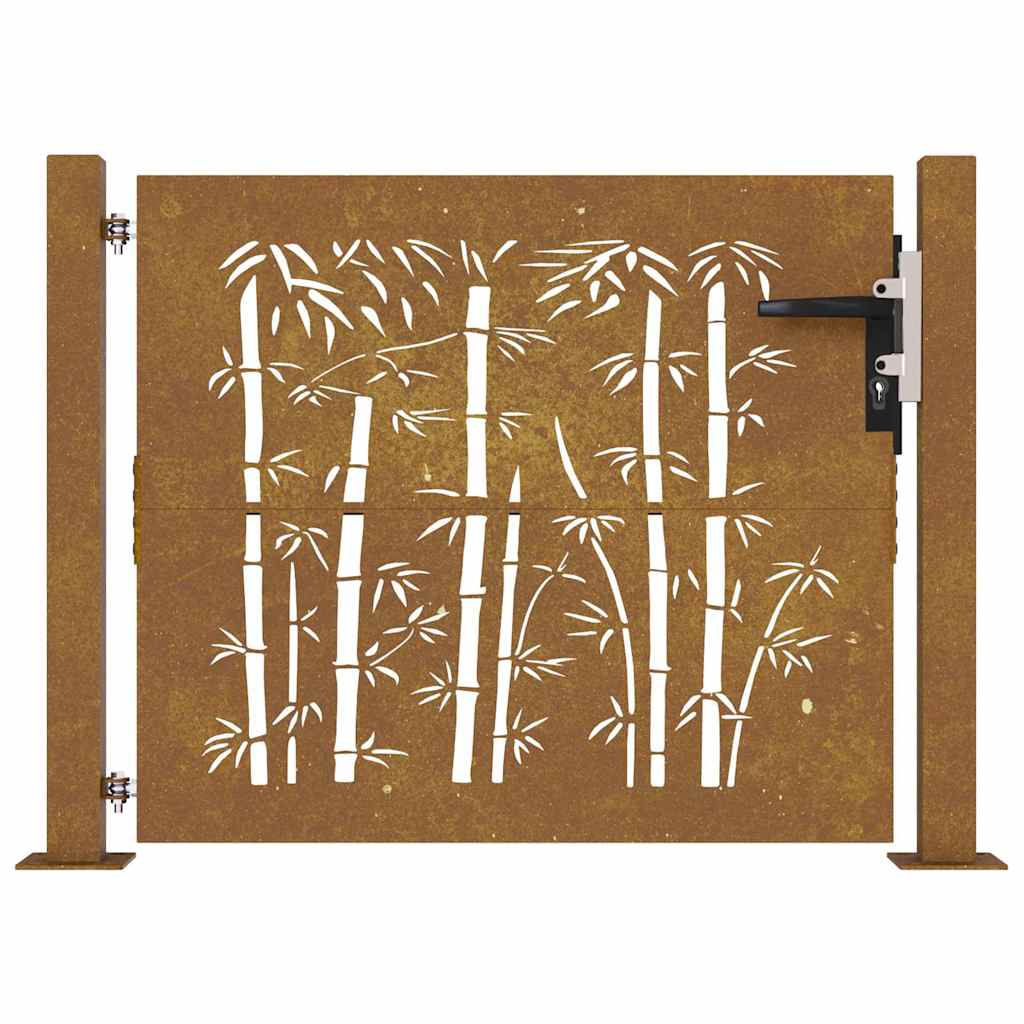 Puutarhaportti 100X75 Cm Corten-Teräs Bambukuvio