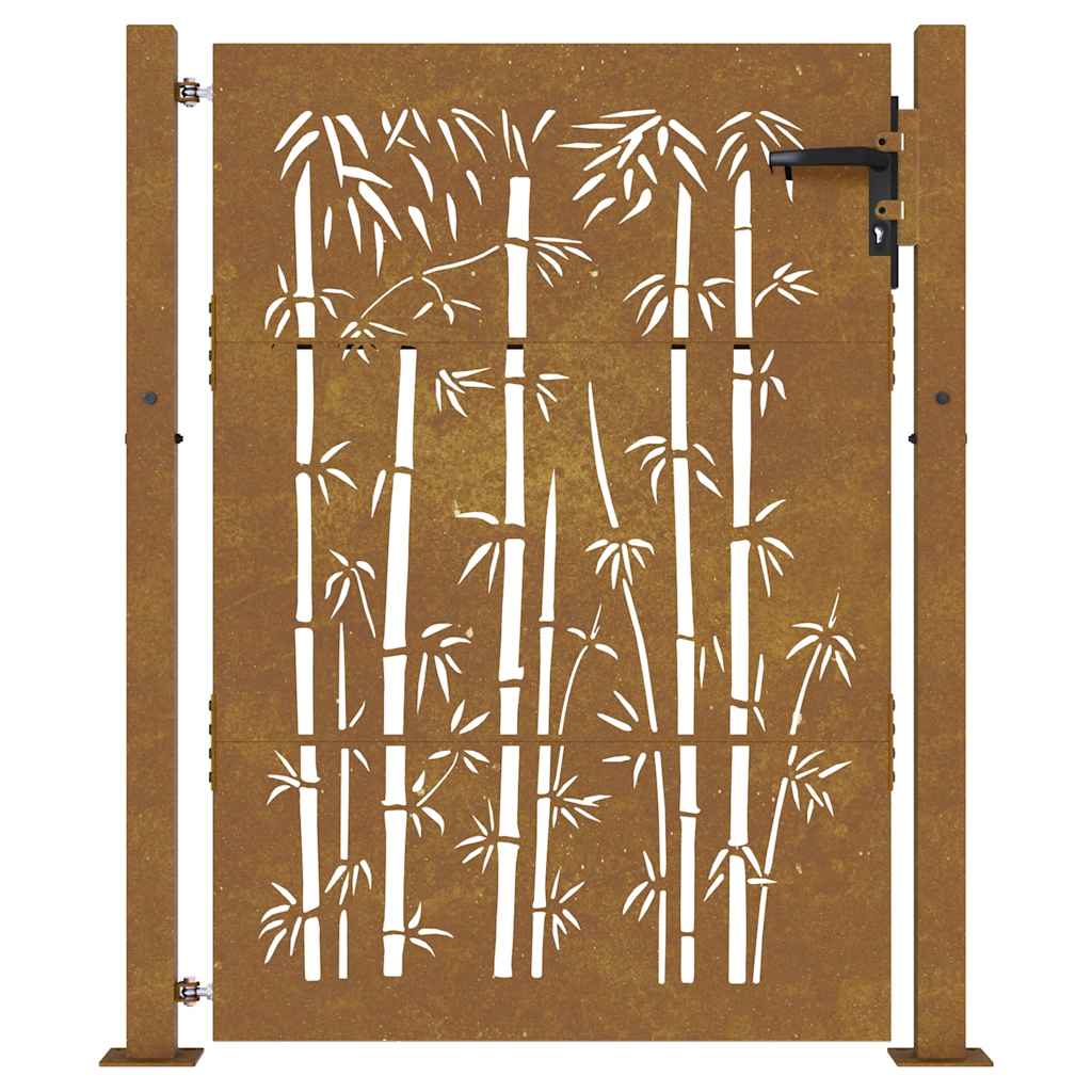 Puutarhaportti 100X125 Cm Corten-Teräs Bambukuvio