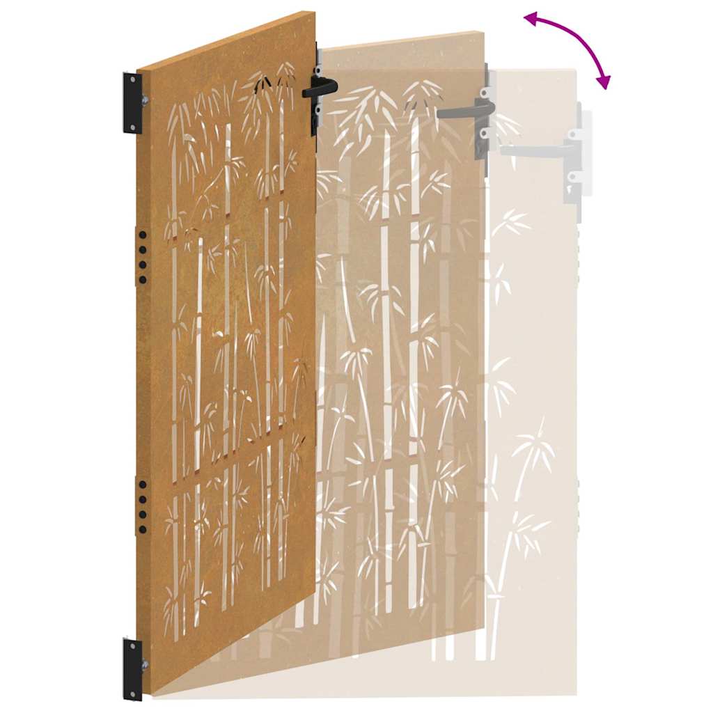 Puutarhaportti 100X125 Cm Corten-Teräs Bambukuvio