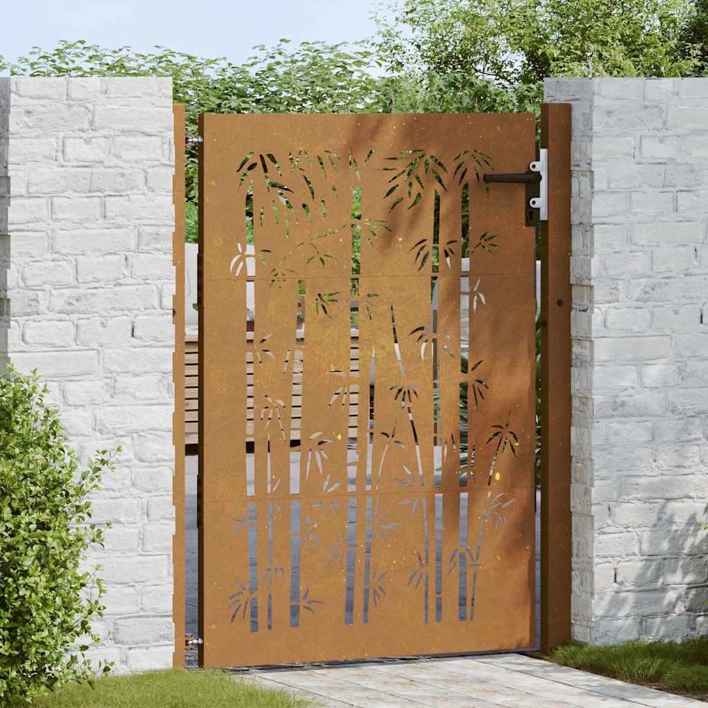 Puutarhaportti 100X150 Cm Corten-Teräs Bambukuvio