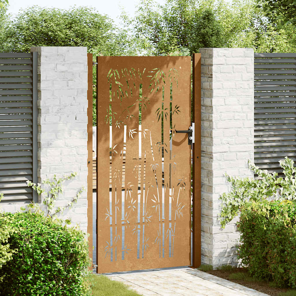 Puutarhaportti 100X200 Cm Corten-Teräs Bambukuvio