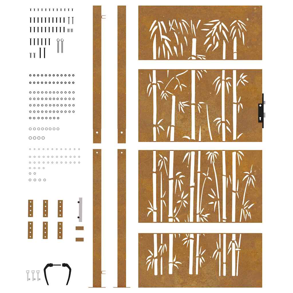 Puutarhaportti 100X200 Cm Corten-Teräs Bambukuvio