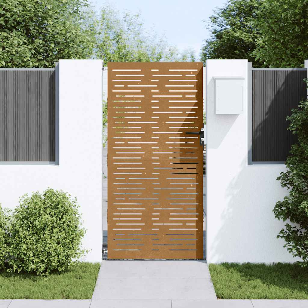 Puutarhaportti 85X175 Cm Corten-Teräs Neliönmuotoinen