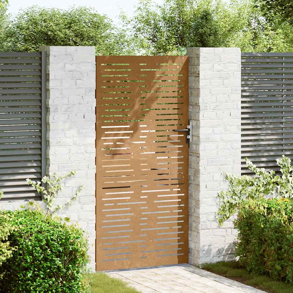 Puutarhaportti 85X200 Cm Corten-Teräs Neliönmuotoinen