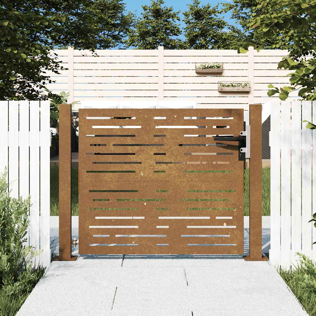 Puutarhaportti 100X100 Cm Corten-Teräs Neliönmuotoinen