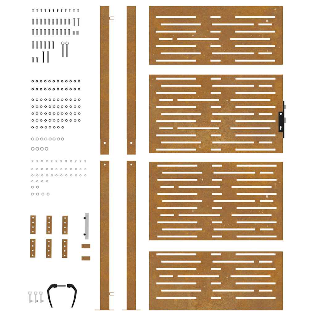 Puutarhaportti 100X175 Cm Corten-Teräs Neliönmuotoinen