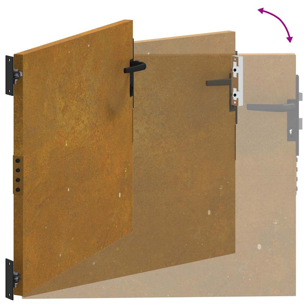 Puutarhaportti 85X125 Cm Corten-Teräs Neliönmuotoinen