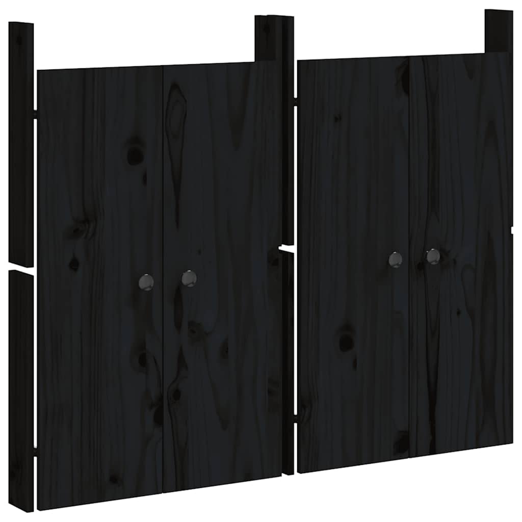 Ulkokeittiökaapin Ovet Meppel 2 Kpl Musta 50X9X82 Cm Täysi Mänty