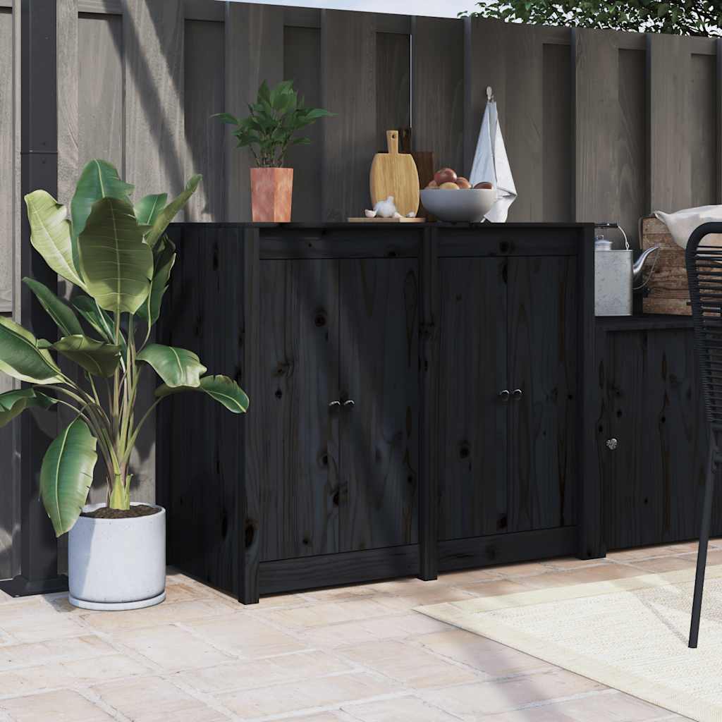 Ulkokeittiökaapin Ovet Meppel 2 Kpl Musta 50X9X82 Cm Täysi Mänty
