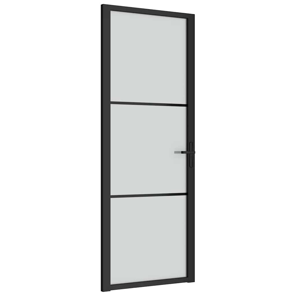 Sisäovi 76X201,5 Cm Musta Mattalasi Ja Alumiini
