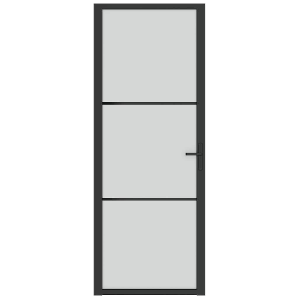 Sisäovi 76X201,5 Cm Musta Mattalasi Ja Alumiini