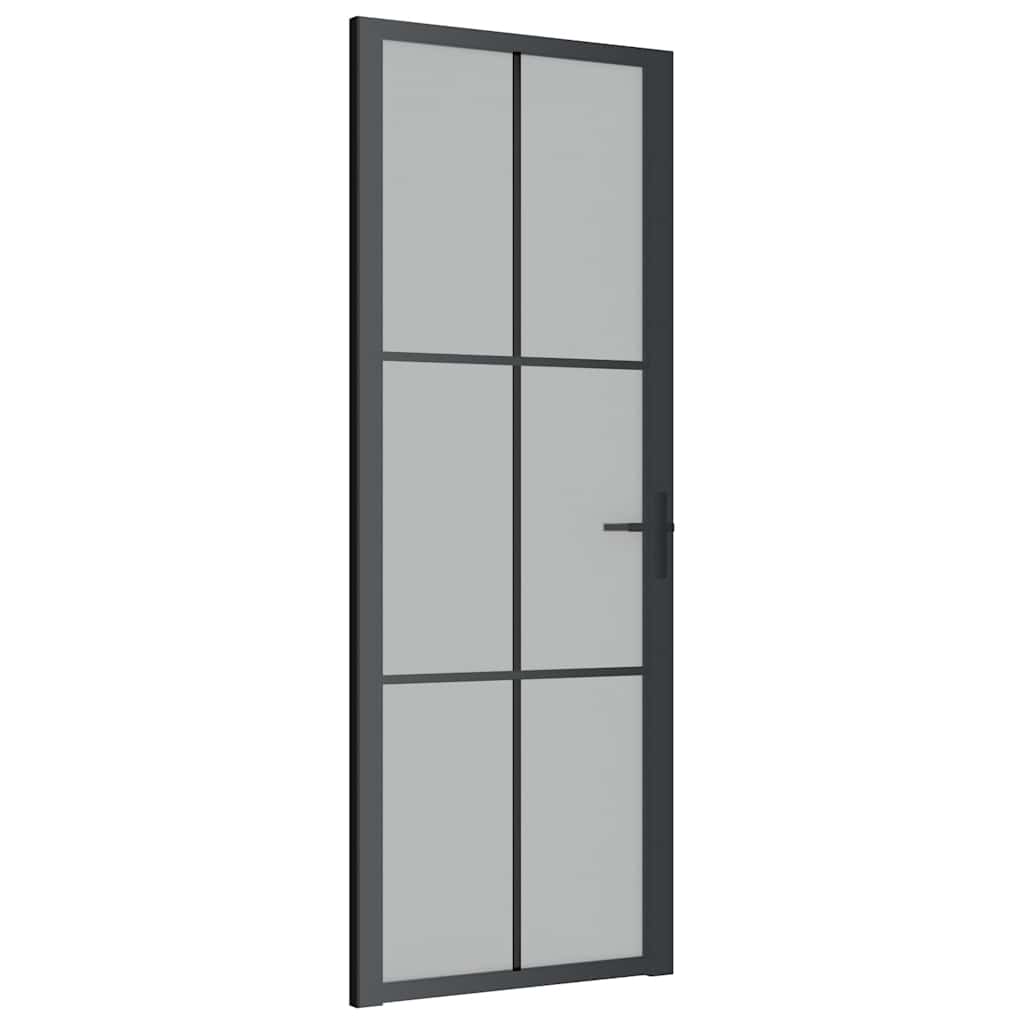 Sisäovi 76X201,5 Cm Musta Mattalasi Ja Alumiini